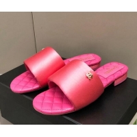 Good Quality Chanel Satin Flat Slide Sandals G38858 Pink