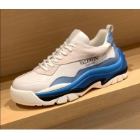 Best Price Valentino Gumboy Calfskin Sneakers White/Blue 032647