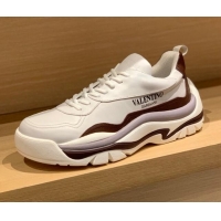 Top Quality Valentino Gumboy Calfskin Sneakers White/Dark Brown 032648
