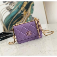 Reasonable Price Chanel Flap Lambskin small Shoulder Bag 81185 purple