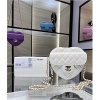 Affordable Price Chanel 2022S Love Heart Original Lambskin Crossbody Chain Bag AS3191Y White