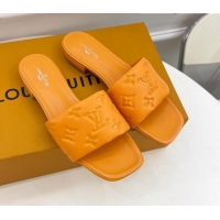 Good Looking Louis Vuitton Revival Flat Slide Sandals in Monogram Embossed Lambskin Orange 032595