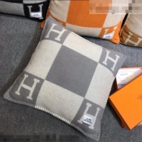 Luxurious Hermes Avalon Wool Pillow 55x55cm H0149 Grey 2021