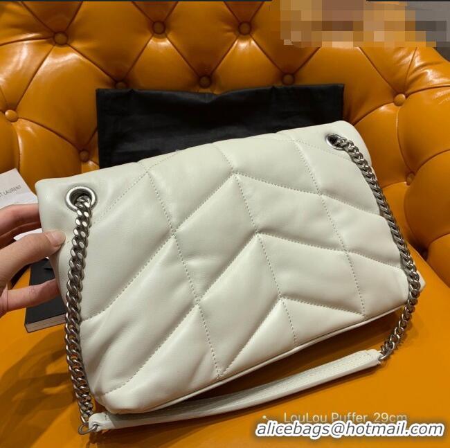 Top Grade Saint Laurent Loulou Puffer Small Bag in Quilted Lambskin 577476 White