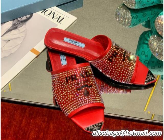 Classic Specials Prada TPU Flat Mules with Crystal Studs Red 2042753