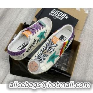 Top Quality Golden Goose GGDB Print Super-Star Sneakers White/Purple 052128