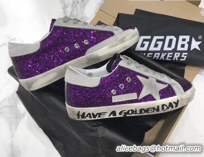 Cheap Price Golden Goose GGDB Glitter Super-Star Sneakers Purple/Grey 052154