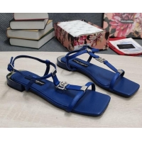 Best Product Dolce & Gabbana DG Calfskin Sandals Royal Blue 042206