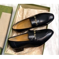 Perfect Gucci Leather Loafers with Horsebit Black 658268