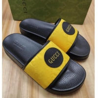 Stylish Gucci Off The Grid GG Nylon Flat Slide Sandals Yellow 042294