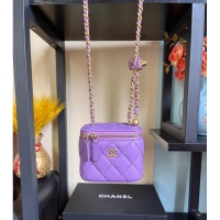 Top Quality Chanel mini Shoulder Bag Lambskin & Gold-Tone Metal AP2929 Purple