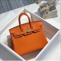 Super Quality Hermes Birkin 25cm Bag in Togo Calfskin H25 Orange/Gold