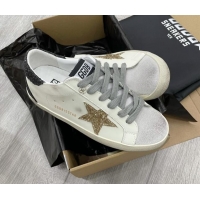 Low Cost Golden Goose GGDB Leather Super-Star Sneakers with Gold Glitter Star White 052117