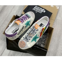 Top Quality Golden Goose GGDB Print Super-Star Sneakers White/Purple 052128