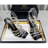 Best Grade Versace Crystal PVC High Heel Sandals 9.5cm White 2022 050707