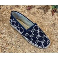 Duplicate Gucci Jacquard Denim Espadrilles Dark Blue 052306