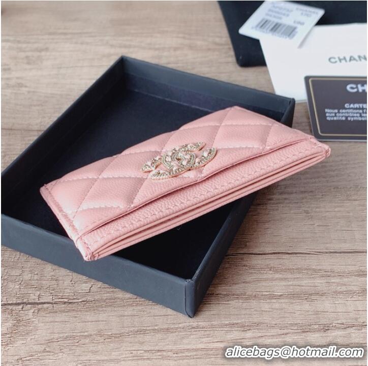 Good Quality Chanel card holder Calfskin AP2737 pink