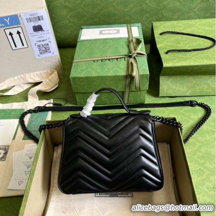 Super Quality Gucci GG Marmont mini top handle bag 702563 black