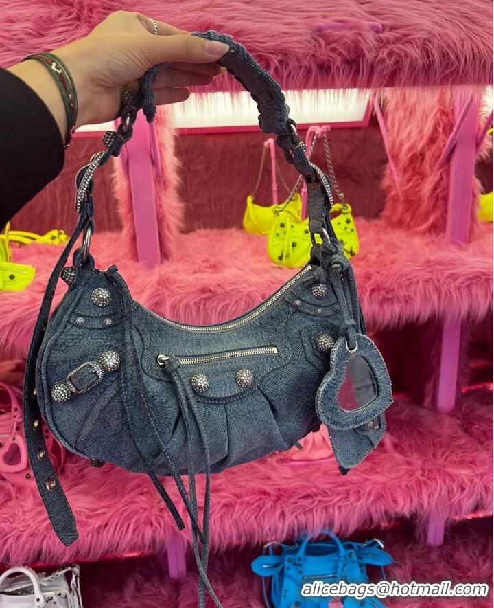 Hot Sell Cheap Balenciaga WOMENS LE CAGOLE MEDIUM SHOULDER BAG 27541 Denim