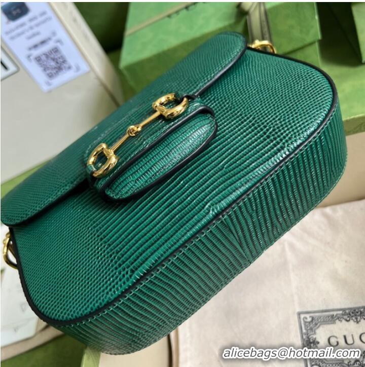 Most Popular Gucci Horsebit 1955 lizard mini bag 675801 green