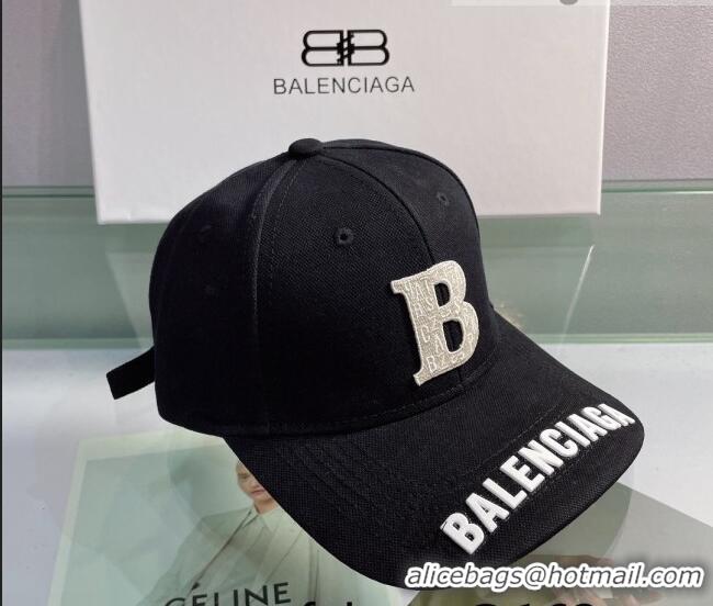 Good Product Balenciaga Canvas Baseball Hat 053168 Black 2022
