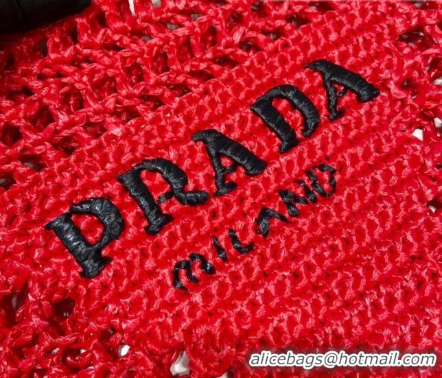 Affordable Price Prada Woven Raffia Tote Bag 1BG393 Red 2022