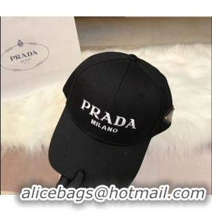 Super Quality Prada Canvas Baseball Hat PA3109 Black 2022