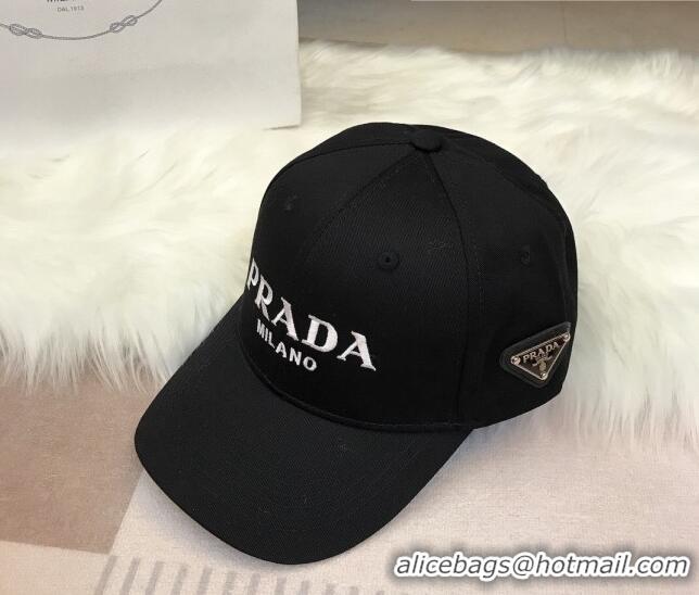 Super Quality Prada Canvas Baseball Hat PA3109 Black 2022