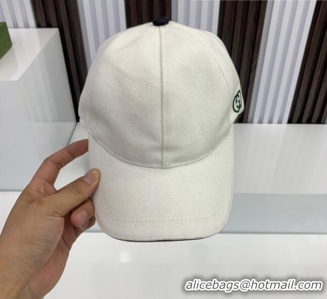 Classic Gucci Canvas Baseball Hat with Double G GG0162 White 2021