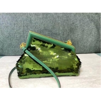 Top Quality Fendi First Small sequinned bag 8BP129 green
