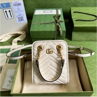 Top Quality Gucci GG Marmont matelassé mini bag 696123 White