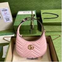 Super Quality Gucci GG Marmont half-moon-shaped mini bag 699514 pink