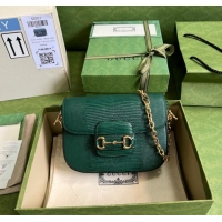 Most Popular Gucci Horsebit 1955 lizard mini bag 675801 green
