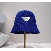 Cheapest Prada Knit Bucket Hat PA2428 Blue 2022