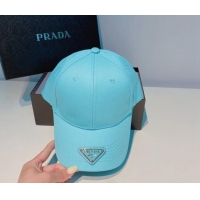 Top Quality Prada Canvas Baseball Hat PA3113 Blue 2022
