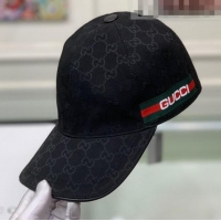 Famous Brand Gucci GG Canvas Baseball Hat with Gucci Band GG0161 Black 2021