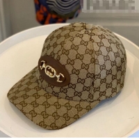Super Quality Gucci Canvas Baseball Hat with Horsebit G62439 Beige 2021
