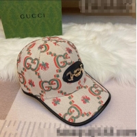 Classic Specials Gucci Flower Canvas Baseball Hat G22219 White 2021