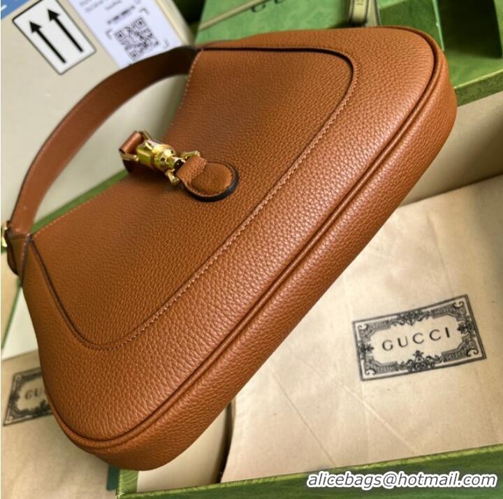 Good Taste Gucci Jackie 1961 mini natural grain leather hobo bag 637091 brown