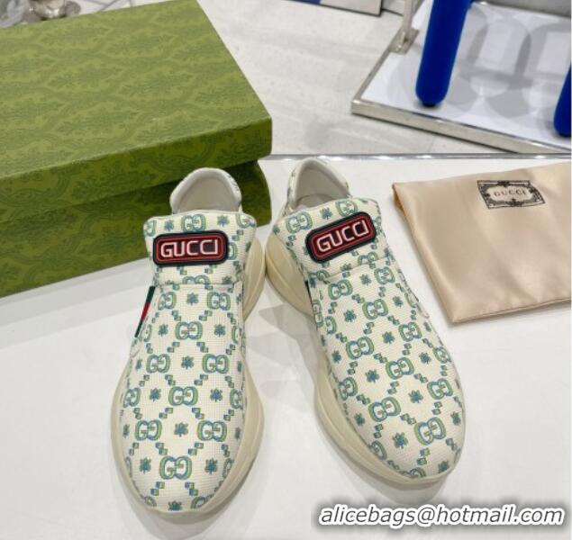 Sumptuous Gucci GG Flower Jacquard Slip-on Sneakers Blue 2052615