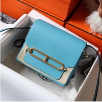 Top Grade Hermes Roulis 19cm Evercolor 9D H9003 sky blue&Gold