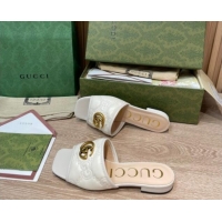 Purchase Gucci GG Matelasse Flat Slide Sandals White 0621110