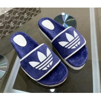 Most Popular Adidas x Gucci GG Sponge Platform Slide Sandal Blue 0621132