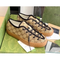 Charming Gucci GG Canvas Low-top Sneakers Brown 070257