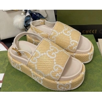 Trendy Design Gucci GG Platform Sandal 5.5cm Beige/White 070414