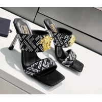 Sophisticated Versace x Fendi Fendace FF Crystal Slide Sandals 11cm Silver 070216