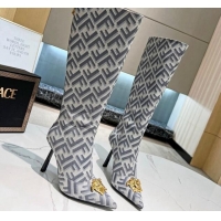 Fashion Versace x Fendi Fendace FF Canvas High Boots 10.5cm Grey 070481