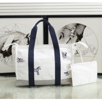 Trendy Design Hermes Adada Nappy Canvas Shopping Bag H5635 Navy&White