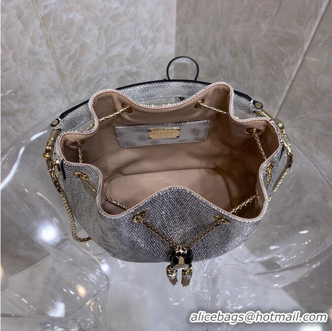 Popular Style BVLGARI Original Snake Skin Bucket Bag B287614 Silver