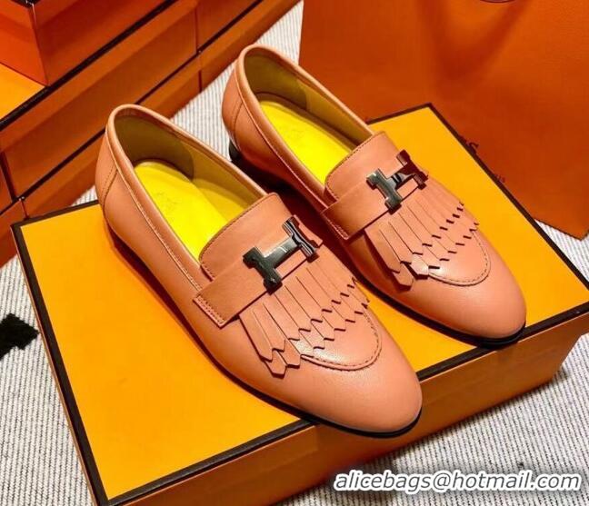 Sumptuous Hermes Royal Loafer in Calfskin Yellow/Pink 611079
